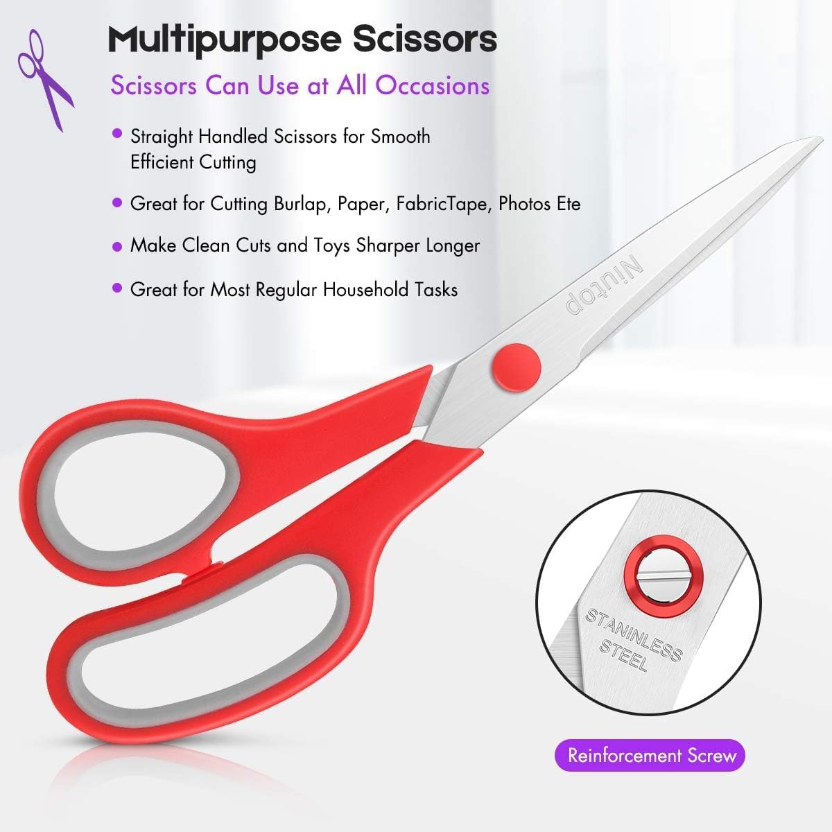 Scissors, Niutop 8″ All Purpose 100 Pack Sharp Sewing Craft Fabric